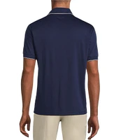 Murano Liquid Luxury Slim Fit Solid Interlock Short Sleeve Quarter-Zip Polo Shirt