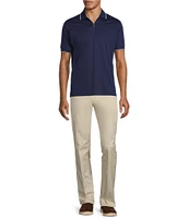 Murano Liquid Luxury Slim Fit Solid Interlock Short Sleeve Quarter-Zip Polo Shirt