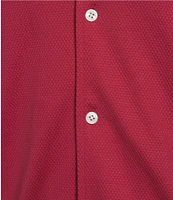 Murano Liquid Luxury Slim Fit Textured Coatfront Short Sleeve Woven Camp Shirt