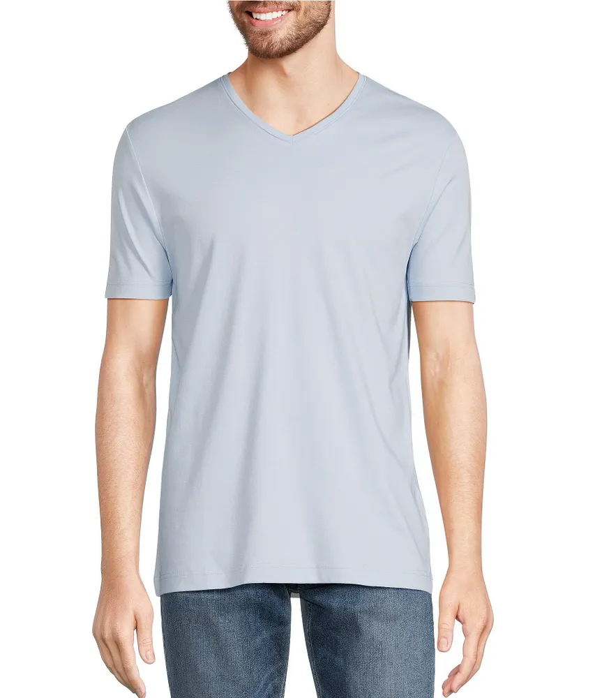 Murano Liquid Luxury Solid Short-Sleeve V-Neck T-Shirt