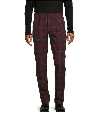 Murano Lucas Pleated Plaid Printed Dress Pants