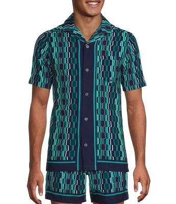 Murano Mod Stripe Short Sleeve Cabana Woven Shirt