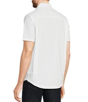 Murano Modern Maritime Collection Slim-Fit Pieced Solid Short Sleeve Woven Shirt