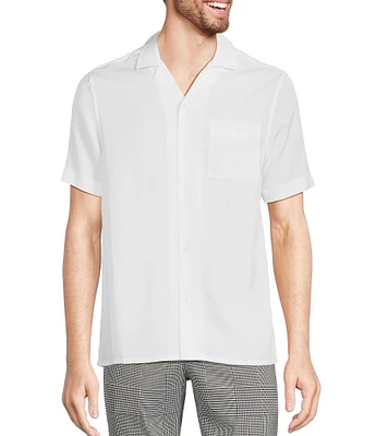 Murano Modern Maritime Collection Slim-Fit Solid Short Sleeve Woven Camp Shirt