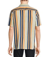 Murano Modern Maritime Collection Slim-Fit Stripe Camp Short Sleeve Woven Shirt