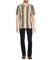 Murano Modern Maritime Collection Slim-Fit Stripe Camp Short Sleeve Woven Shirt