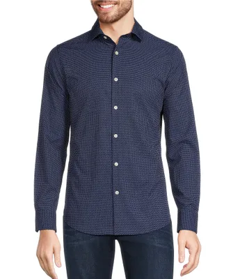 Murano Performance Stretch Slim Fit Diamond Print Long Sleeve Woven Shirt