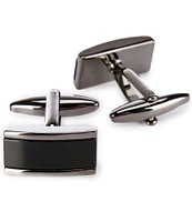 Murano Polished Gunmetal/Genuine Onyx Cuff Links