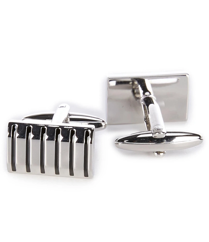 Murano Polished Silverstone Stripe Cuff Links