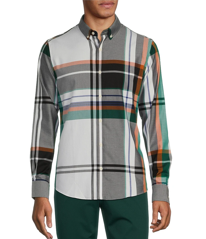 Murano Prehistoric Prep Collection Big & Tall Slim Fit Plaid Long Sleeve Woven Shirt