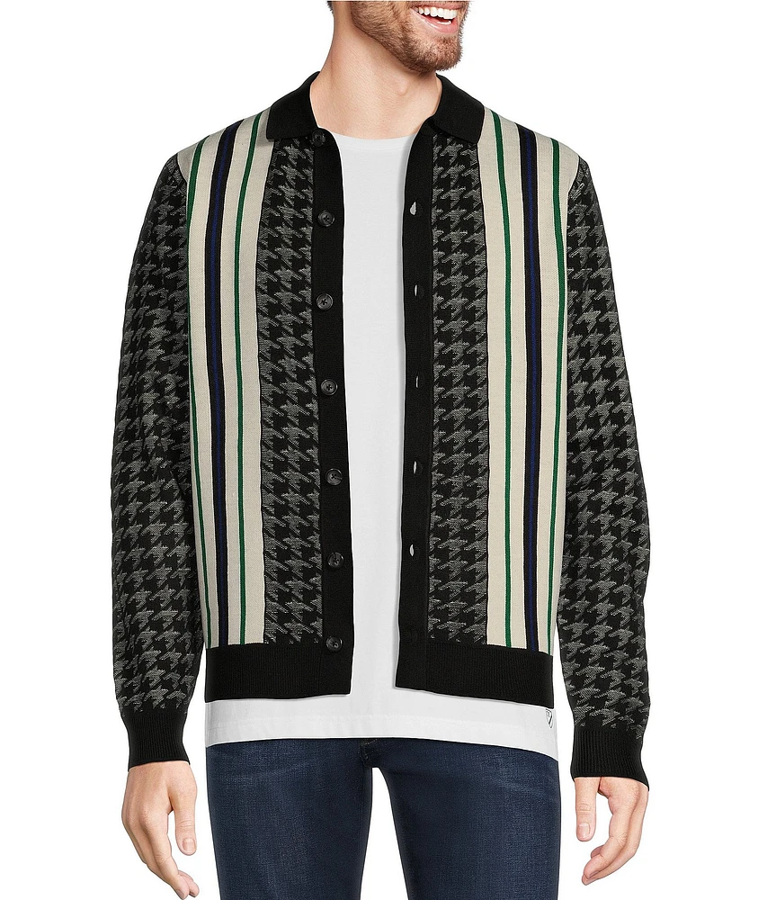 Murano Prehistoric Prep Collection Houndstooth Stripe Cardigan