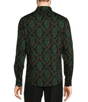 Murano Prehistoric Prep Collection Slim Fit Dinosaur Diamond Long Sleeve Woven Shirt