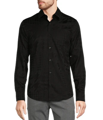 Murano Prehistoric Prep Collection Slim Fit Houndstooth Long Sleeve Woven Shirt