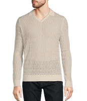 Murano Prehistoric Prep Collection Solid Textured Johnny Sweater Polo Shirt