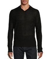 Murano Prehistoric Prep Collection Solid Textured Johnny Sweater Polo Shirt