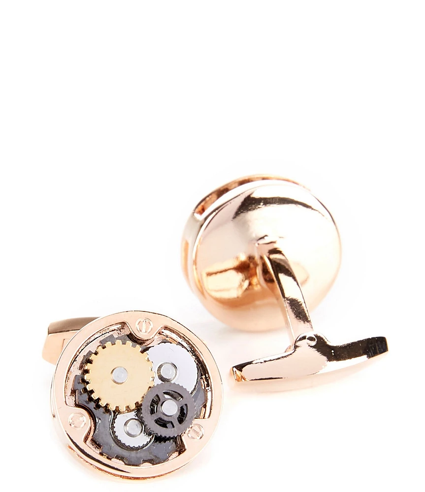 Murano Round Gears Rose Gold Cuff Links