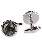 Murano Silverstone Round Notched Mixed Stone Cuff Links