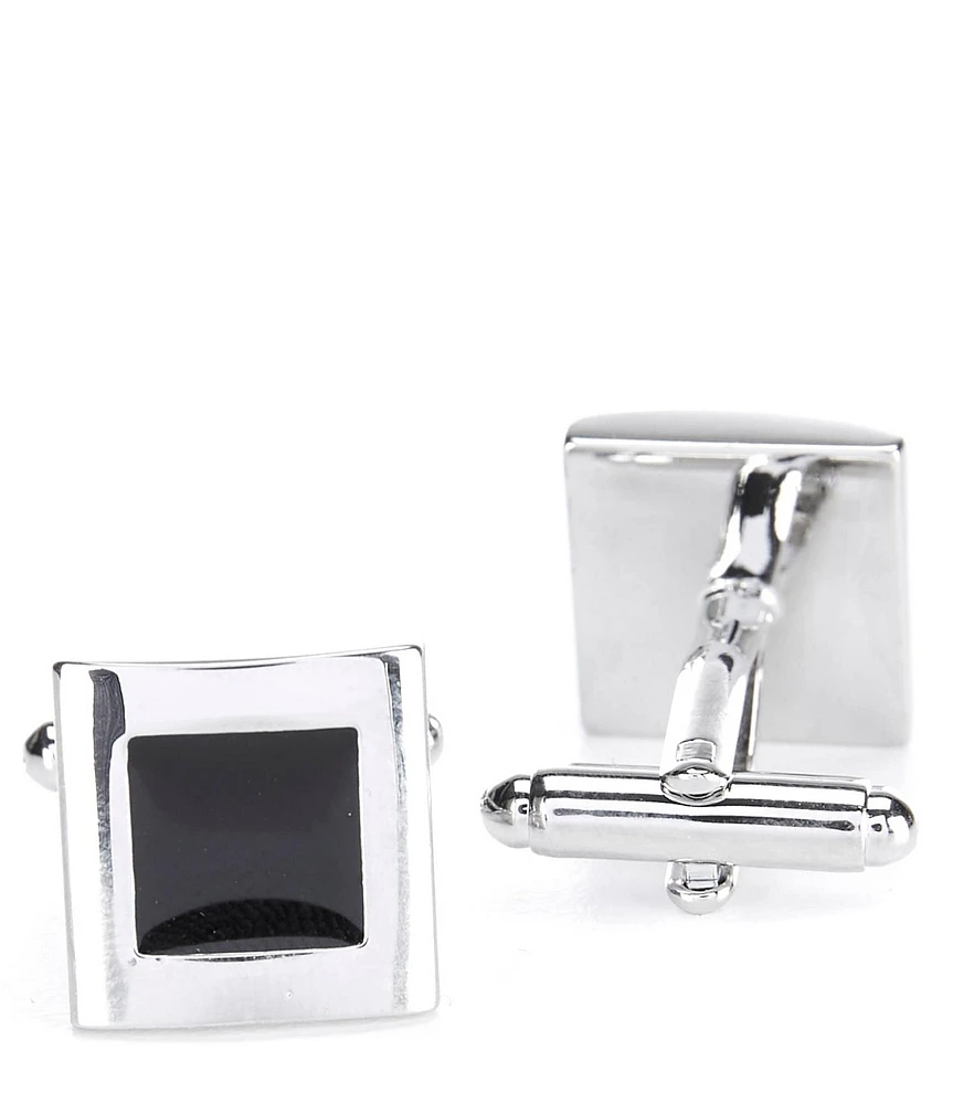 Murano Silvertone Square Enamel Cuff Links