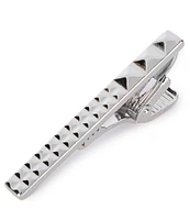 Murano Silvertone Pyramid Textured Tie Bar