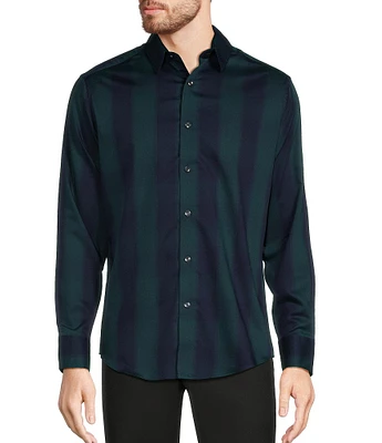 Murano Slim Fit Buffalo Plaid Sateen Long Sleeve Woven Shirt