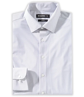 Murano Slim Fit Digital Printed Herringbone Warp-Knit Long Sleeve Dress Shirt