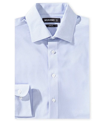 Murano Slim Fit Herringbone Warp-Knit Long Sleeve Dress Shirt