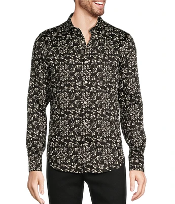 Murano Slim Fit Floral Sateen Long Sleeve Woven Shirt