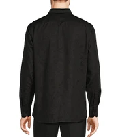 Murano Slim Fit Jacquard Sateen Long Sleeve Woven Shirt