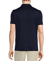 Murano Slim Fit Jacquard Stretch Quarter-Zip Short Sleeve Polo Shirt