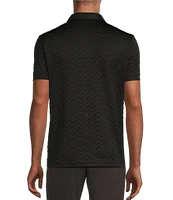 Murano Slim Fit Jacquard Stretch Quarter-Zip Short Sleeve Polo Shirt