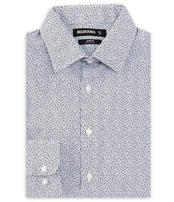 Murano Slim Fit Non-Iron Point Collar Floral Print Knit Dress Shirt