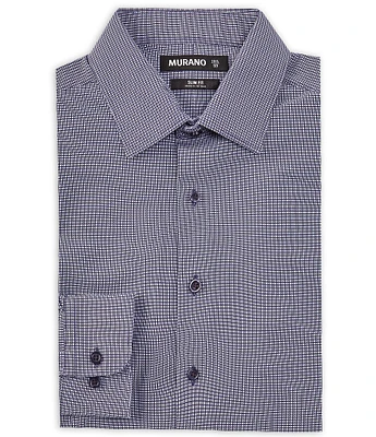 Murano Slim Fit Non-Iron Point Collar Micro Square Knit Dress Shirt