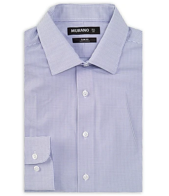 Murano Slim Fit Non-Iron Point Collar Net Print Knit Dress Shirt