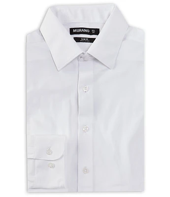 Murano Slim Fit Non-Iron Point Collar Solid Knit Dress Shirt