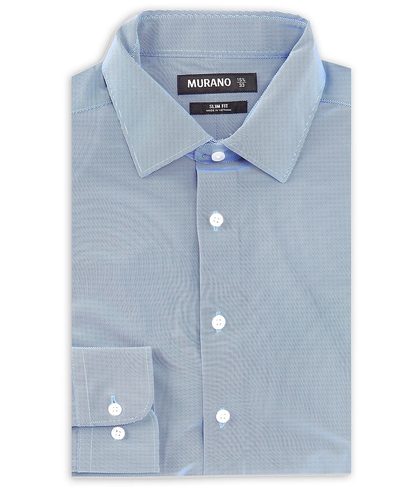 Murano Slim Fit Non-Iron Point Collar Twill Knit Dress Shirt