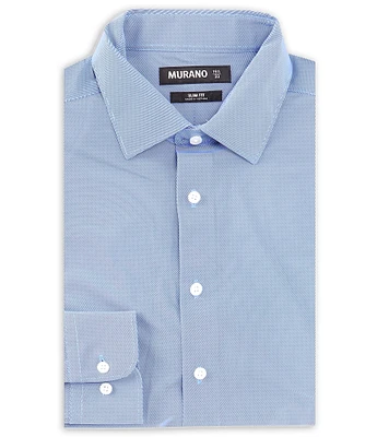 Murano Slim Fit Non-Iron Point Collar Twill Knit Dress Shirt