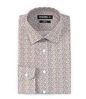 Murano Slim Fit Non-Iron Stretch Spread Collar Floral Sateen Dress Shirt