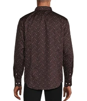 Murano Slim Fit Paisley Printed Sateen Long Sleeve Woven Shirt