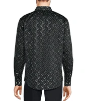 Murano Slim Fit Paisley Printed Sateen Long Sleeve Woven Shirt