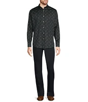 Murano Slim Fit Paisley Printed Sateen Long Sleeve Woven Shirt