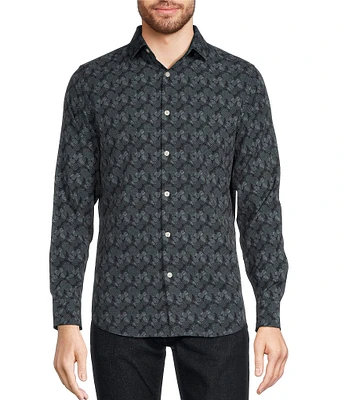 Murano Slim Fit Performance Stretch Circle Print Long Sleeve Woven Shirt