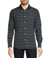 Murano Slim Fit Performance Stretch Circle Print Long Sleeve Woven Shirt