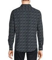 Murano Slim Fit Performance Stretch Circle Print Long Sleeve Woven Shirt