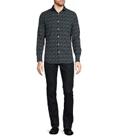 Murano Slim Fit Performance Stretch Circle Print Long Sleeve Woven Shirt