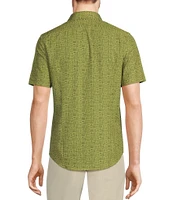 Murano Slim Fit Performance Stretch Desert Print Short Sleeve Woven Shirt