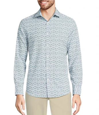 Murano Slim Fit Performance Stretch Diamond Print Long Sleeve Woven Shirt