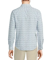 Murano Slim Fit Performance Stretch Diamond Print Long Sleeve Woven Shirt