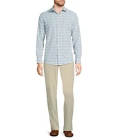 Murano Slim Fit Performance Stretch Diamond Print Long Sleeve Woven Shirt