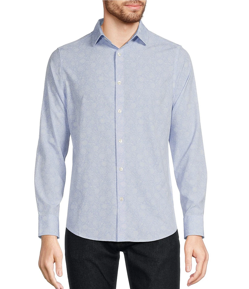 Murano Slim Fit Performance Stretch Floral Print Long Sleeve Woven Shirt