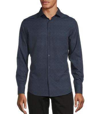 Murano Slim Fit Performance Stretch Geometric Print Long Sleeve Woven Shirt